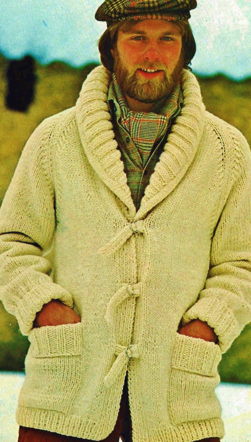 Shawl Collar Bulky Cardigan Vintage Knitting Pattern Instant | Etsy