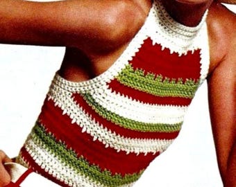 Crocheted Halter Top Pattern Digital Download Vintage Crochet Pattern