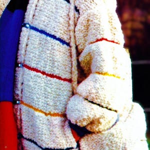 Knitted Hooded Coat with Muff Patterns Digital Download Vintage Knitting Pattern