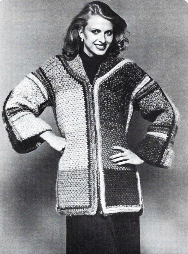 Crocheted Jacket Digital Download Vintage Crochet Pattern Etsy