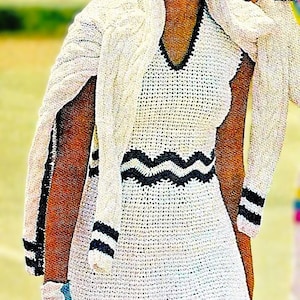Crocheted Tennis Dress and Cable Knit Sweater Patterns Digital Download Vintage Knitting and Crochet Patterns