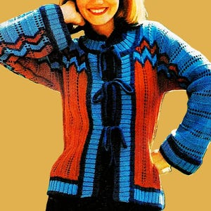 Knitted Cardigan Sweater Pattern Digital Download Vintage Knitting Pattern