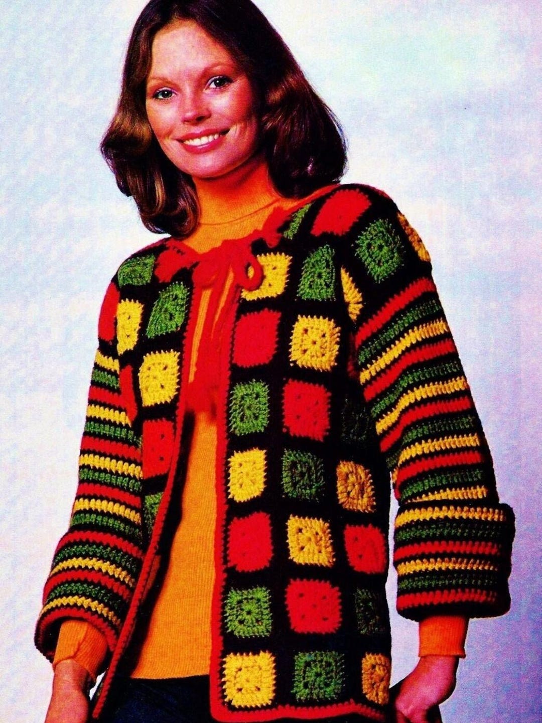 Crocheted Granny Square Jacket Pattern Digital Download Vintage Crochet ...
