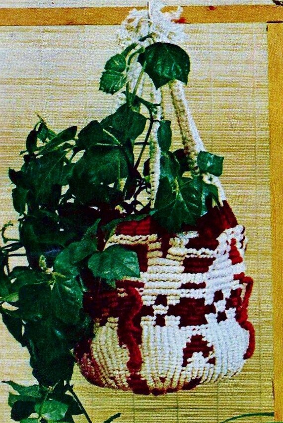 Macrame Plant Pot Covers with Hanging Cords Vintage Macrame Etsy