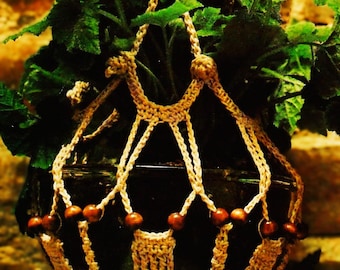 Descarga digital de patrones para colgar plantas con aspecto de macramé. Patrón de crochet vintage.