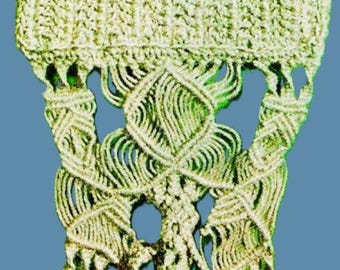 Patrón de bolso vintage de macramé y crochet: Flecos con cuentas (descarga digital)