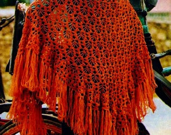 Crocheted Shell Shawl Pattern Digital Download Vintage Crochet Pattern