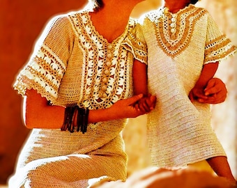 Crocheted Women's And Child's Caftans Patterns Digital Download Vintage Crochet Pattern