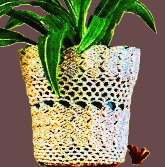 かぎ針編みの植木鉢カバーのパターン デジタルダウンロード