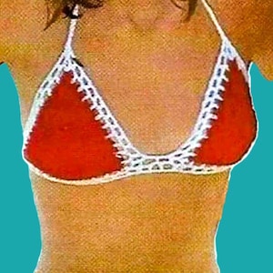 Patroon gehaakt bikini-zwempak Digitale download vintage haakpatroon
