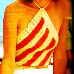Padrão de blusa de malha estilo halter para download digital, padrão de tricô vintage