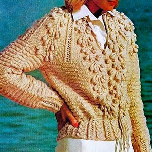 Patrones digitales para cárdigan y gorro de punto estilo vintage