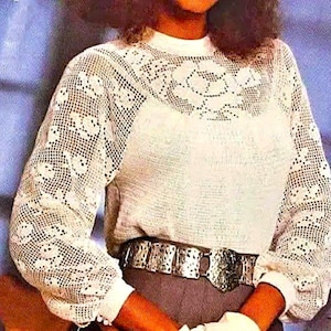 Crocheted Victorian Blouse Pattern Digital Download Vintage Crocheting Pattern
