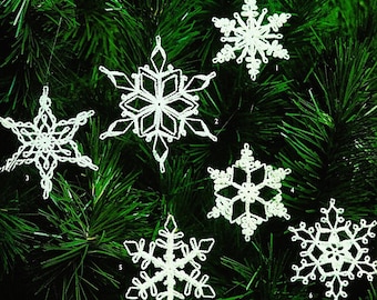 Patrones digitales de adornos de copos de nieve tejidos a crochet (descarga digital) Patrón de crochet vintage
