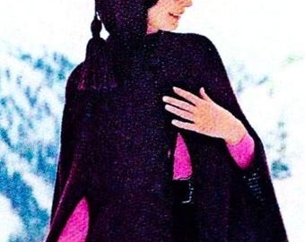 Crocheted Hooded Long Cape Pattern Digital Download Vintage Crochet Pattern