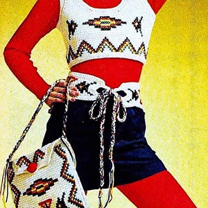 Crocheted Top, Vest, Hat, Belt and Shoulder Bag Patterns Digital Download Vintage Crochet Pattern