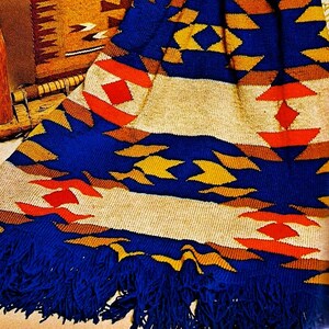 Knitted Navajo Blanket Afghan Pattern Digital Download Vintage Knitting Pattern