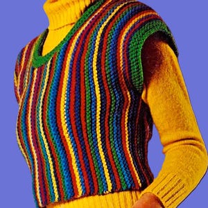 Very Easy Knitted Turtleneck Sweater, Vest and Hat Patterns Digital Download Vintage Knitting Patterns