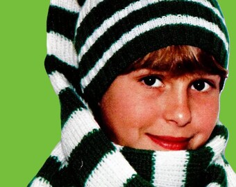 Knitted Double Tail Stocking Hat Pattern Digital Download Vintage Knitting Pattern