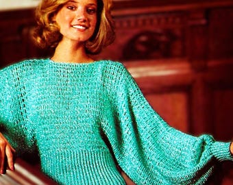 Crocheted Batwing Blouse Pattern Digital Download Vintage Crochet Pattern