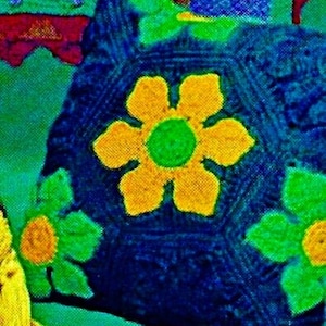 Crocheted Flower Granny Square Pillow Pattern Digital Download Vintage Crochet Pattern