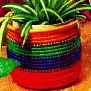 Needle Woven Plant Basket Pattern: Vintage Rainbow Design (Digital Download)