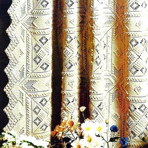 Crocheted Curtain or Bedspread Pattern Digital Download Vintage Crochet Pattern