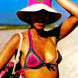 Crocheted Bikini Bra and Two Hat Covers Patterns Digital Download Vintage Crochet Pattern
