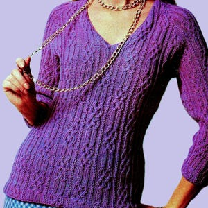 Knitted Fisherman Cable Sweater Pattern Digital Download Vintage Knitting Pattern