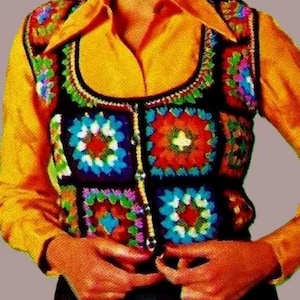 Crocheted Granny Squares Vest Pattern Digital Download Vintage Crochet Pattern