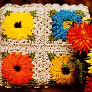 Crocheted Granny Square Pillow Top Pattern Digital Download Vintage Crochet Pattern