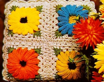 Crochet Grandma Square Pillow Top Muster Digital Download Vintage Häkelanleitung