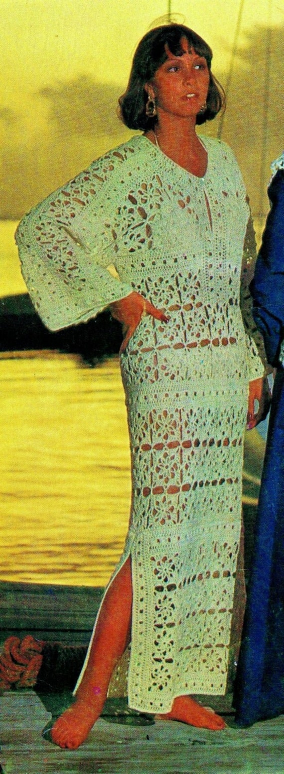 Crocheted Caftan Digital Download Vintage Crochet Pattern Etsy
