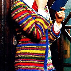 Easy Knitted Cardigan Sweater Pattern Digital Download Vintage Knitting Pattern