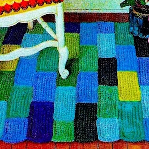 Crocheted Granny Squares Rug Pattern Digital Download Vintage Crochet Pattern