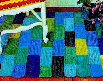 Crocheted Granny Squares Rug Pattern Digital Download Vintage Crochet Pattern
