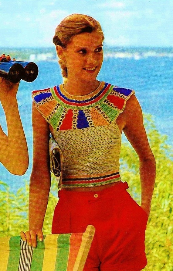 Crocheted Egyptian Yoke Halter Top Pattern Digital Download