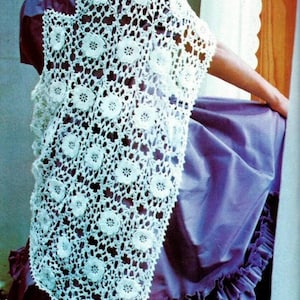 Irish Crochet Lace Shawl Pattern: Vintage Floral Design (Digital Download)
