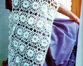 Irish Crochet Lace Shawl Pattern: Vintage Floral Design (Digital Download)
