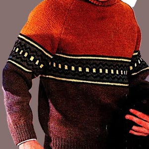 Knitted Men&#39;s Sweater Pattern Digital Download Vintage Knitting Pattern