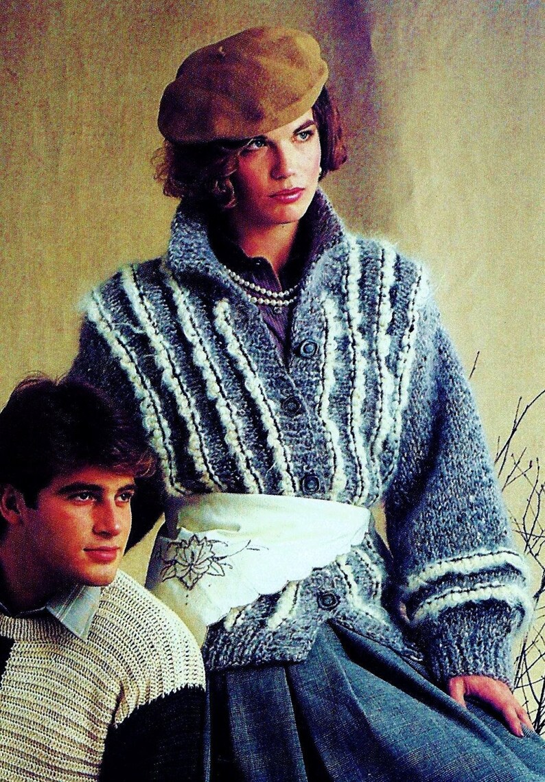 Knitted Mohair Stripes Sweater Digital Download Vintage image 1