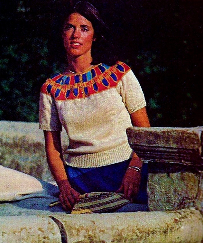 Egyptian Yoke Top Vintage Knitting Pattern Instant ...