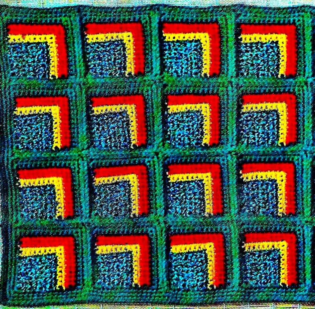 Granny Square Style Rag Rug Crocheted Granny Square Rug Digital Download Vintage Crochet Pattern - Etsy