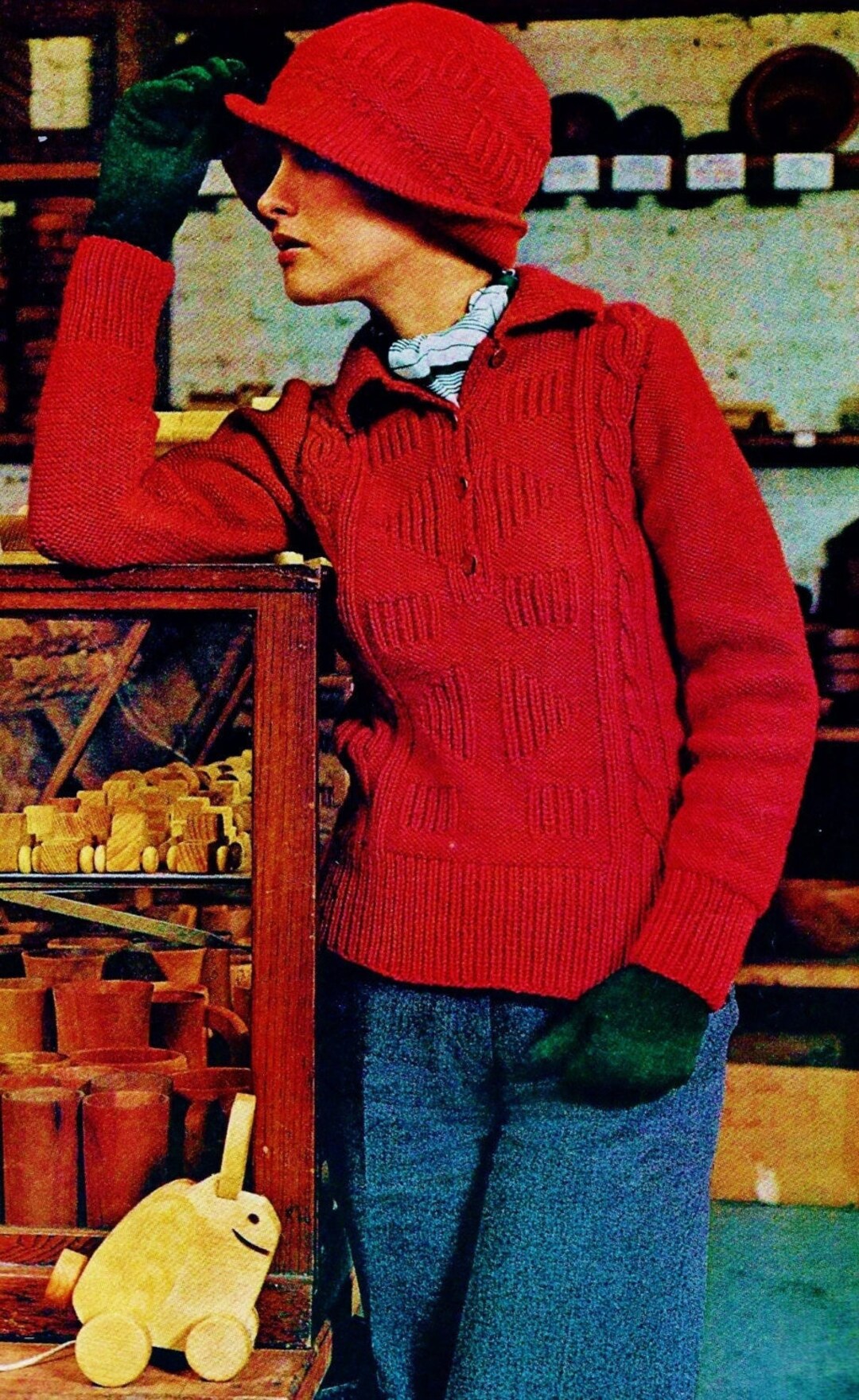 Knitted Guernsey and Cable Henley Sweater and Hat Patterns Digital