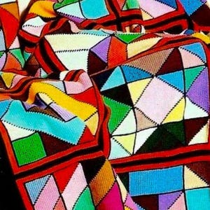 Crocheted Stained Glass Afghan and Pillows Patterns Digital Download Vintage Crochet Pattern