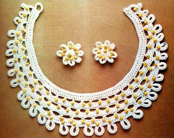 Crocheted Necklace and Earrings Patterns Digital Download Vintage Crochet Pattern