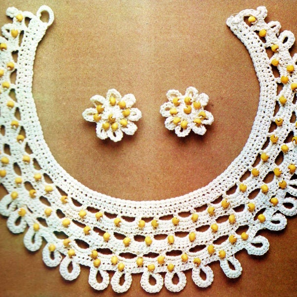 Crocheted Necklace and Earrings Patterns Digital Download Vintage Crochet Pattern