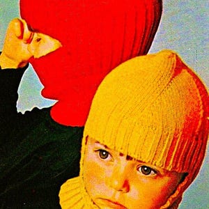 Knitted Child&#39;s Balaclava Helmet Pattern Digital Download Vintage Knitting Pattern