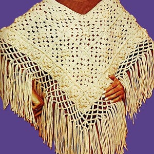 Crocheted Granny Squares Poncho Pattern Digital Download Vintage Crochet Pattern