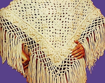Crocheted Granny Squares Poncho Pattern Digital Download Vintage Crochet Pattern